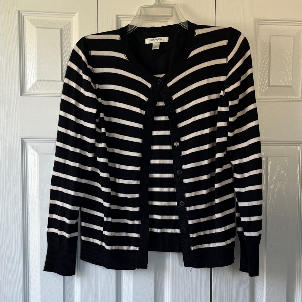 Liz Claiborne Classic Black and White Cardigan M